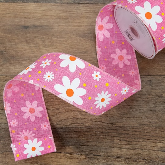 2.5" x 10yd. Floral Spring Easter Wired Craft Ribbon